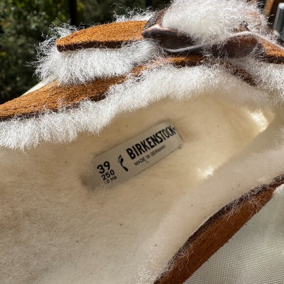 New Birkenstock Arizona Shearling Sandals in Suede Mink Brown US 8 / EUR 39 - Picture 8 of 12